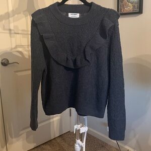 Old Navy Charcoal Sweater with Ruffle Accent